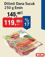 EMİN DİLİMLİ DANA SUCUK 250 G